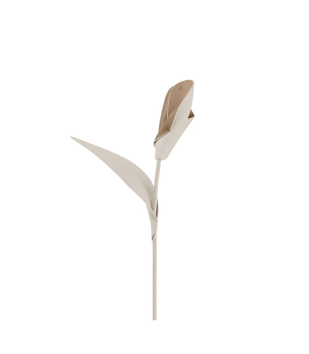 Pili 花卉 - 粉笔白牛皮拼接